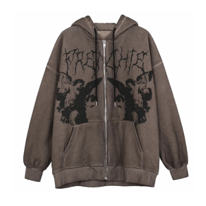 Y2K Grunge Guardian Hoodie | Dark Coquette Aesthetic Oversized Sweater