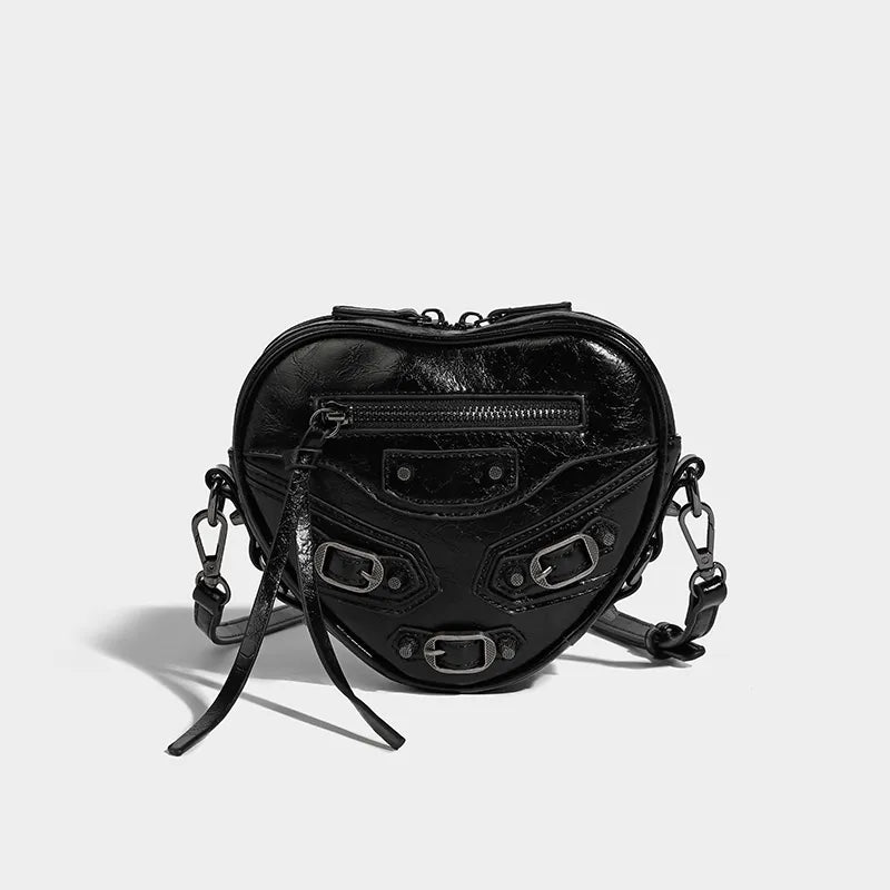 Y2K Grunge Heart Shaped Bag with Belt - Coquette Aesthetic Accessory