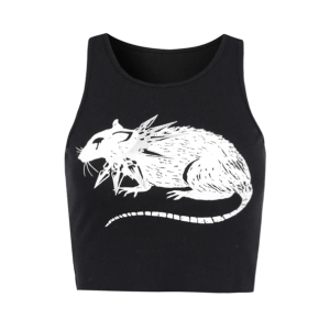 Y2K Grunge Rat Crop Top - Cute Oversized Aesthetic Tee for Emo Style