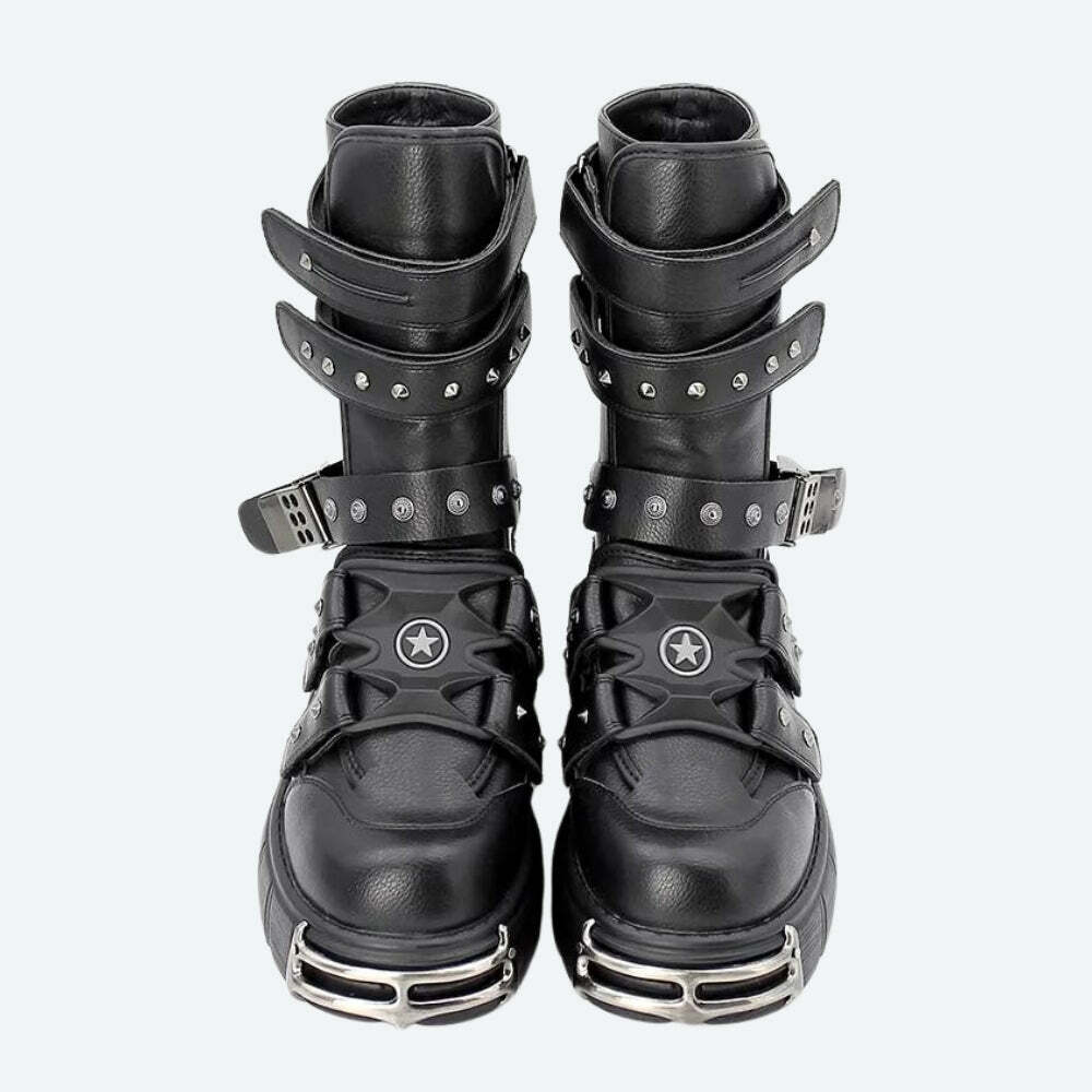 Y2K Grunge Velcro Chunky Platform Boots for Emo and Coquette Aesthetic