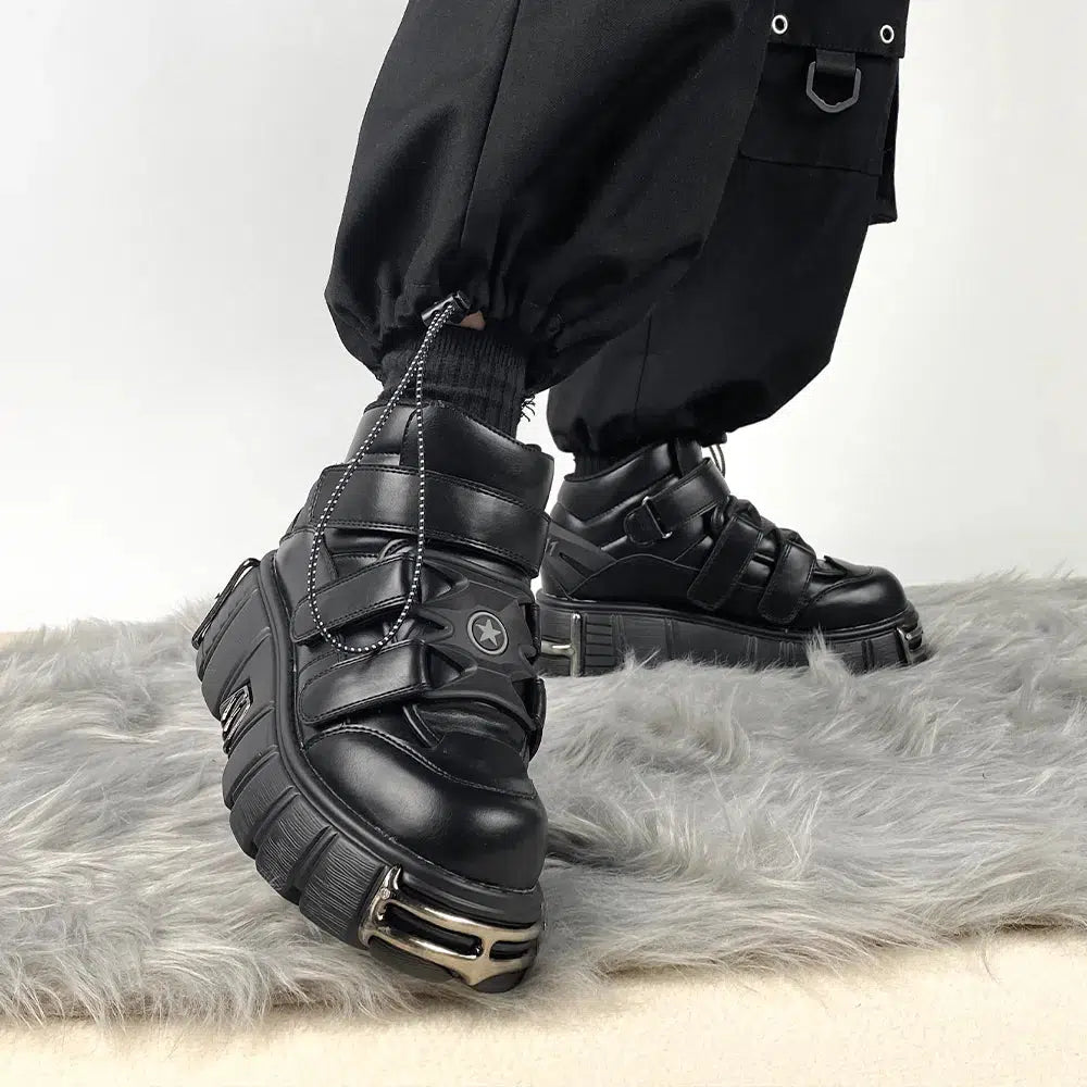 Y2K Grunge Velcro Strap Platform Boots for Emo and Coquette Aesthetic