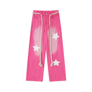 Y2K Pink Blush Jeans - Cute Coquette Style with Grunge Aesthetic Vibes