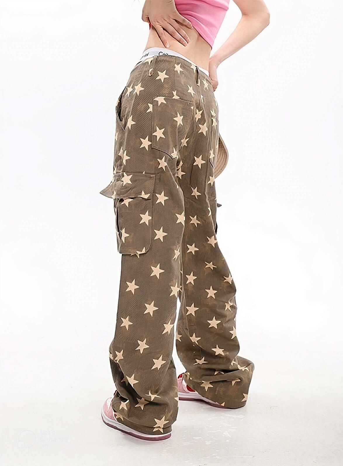 Y2K Star Aesthetic Low Rise Jeans for Grunge and Coquette Styles