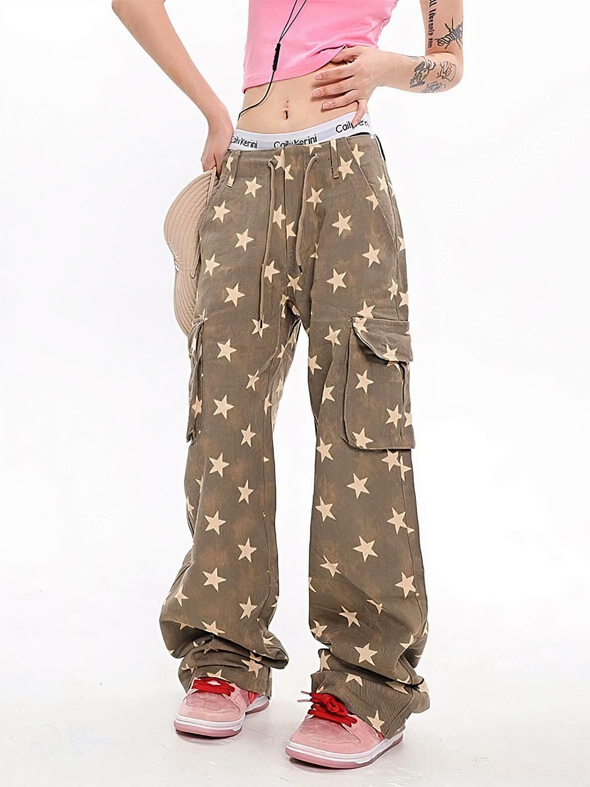 Y2K Star Aesthetic Low Rise Jeans for Grunge and Coquette Styles