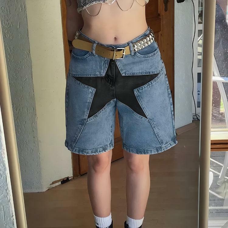 Y2K Star Jean Shorts - Grunge Aesthetic with Coquette Style Vibes