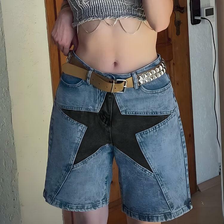 Y2K Star Jean Shorts - Grunge Aesthetic with Coquette Style Vibes