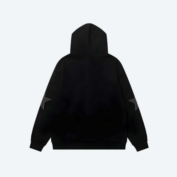 Y2K Star Patch Oversized Hoodie for Coquette and Grunge Aesthetic