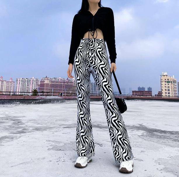 Y2K Zebra Pants: Trendy Grunge Style with Coquette Aesthetic Vibes