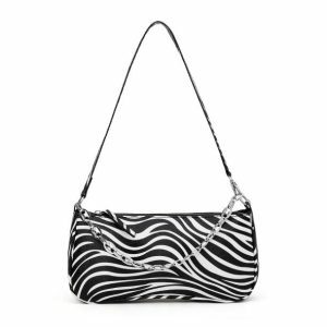 Zebra Print Handbag: Y2K Fashion, Coquette Aesthetic, Grunge Style Essential